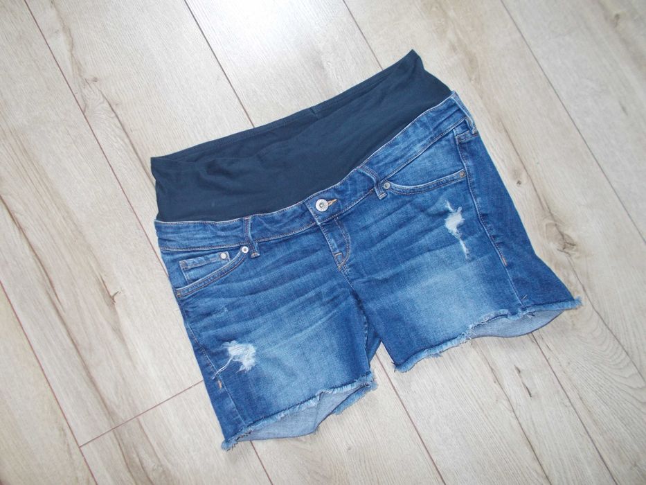 H&M mama jeansy szorty jeansowe 42 z pasem ciążowym spodenki
