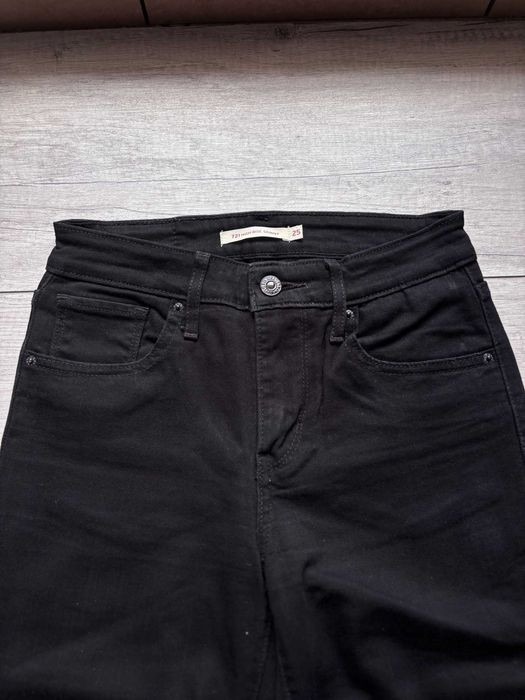 Levi's 721 W25 L32 Spodnie Jeansy Damskie Czarne Rurki Wysoki Stan