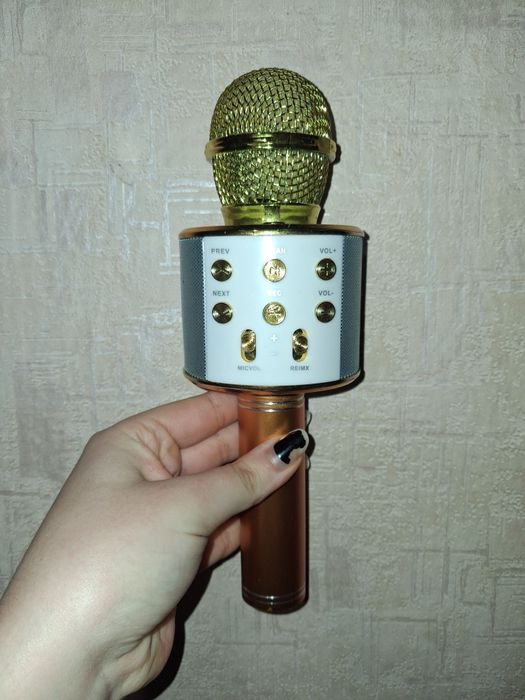 Бездротовий Bluetooth караоке-мікрофон 5-в-1 — Золотий