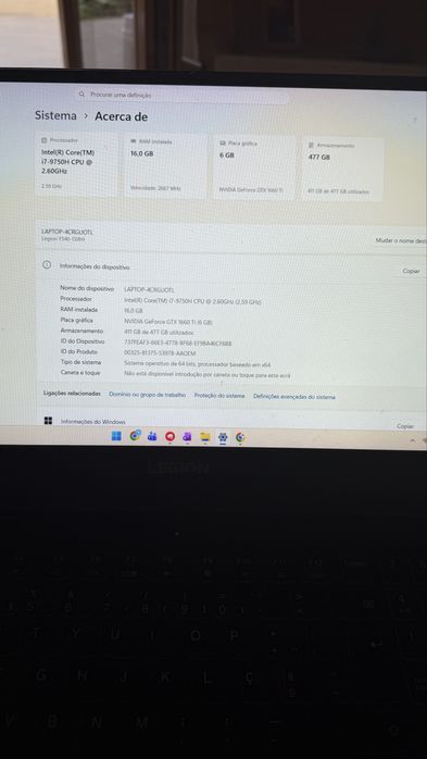 Lenovo y540 - i7-9750H - GTX 1660Ti - 16GB Ram - 500 Gb