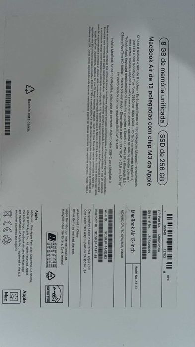 Macbock air M3 8gb 256ssd