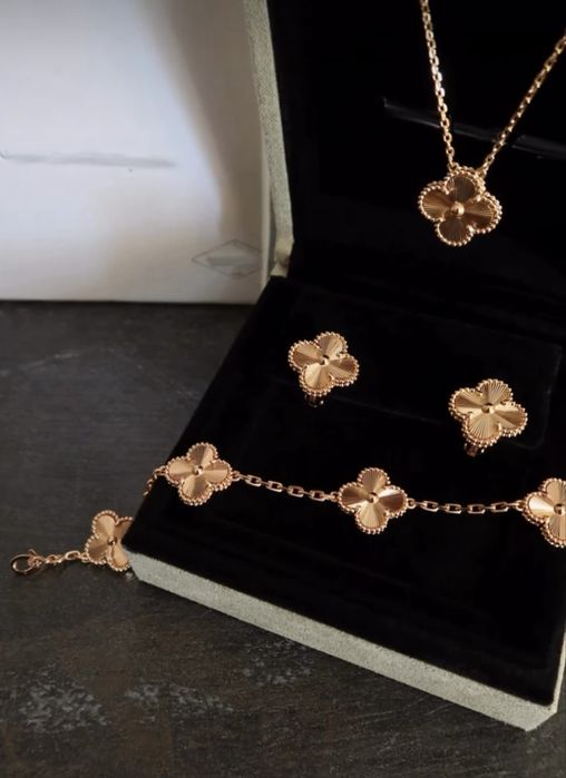 Браслет сережки кулон кольє підвіска в стилі Van Cleef набір