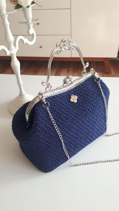 Torebka na bigiel handmade ze sznurka vintage