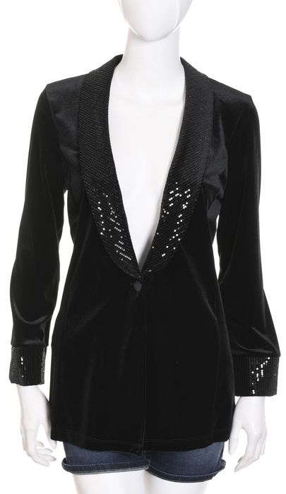 INTIMISSIMI czarny welurowy blezer damski cekiny szalowy kołnierz S