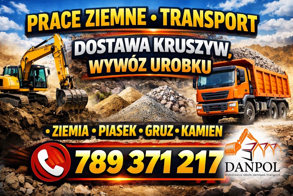 Prace ziemne koparka / transport / kruszywo – Bogatynia
