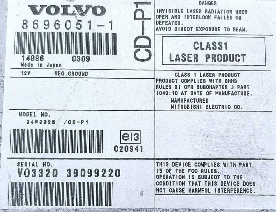 Rádio / Auto Rádio 8696051-1 - VOLVO S40 II