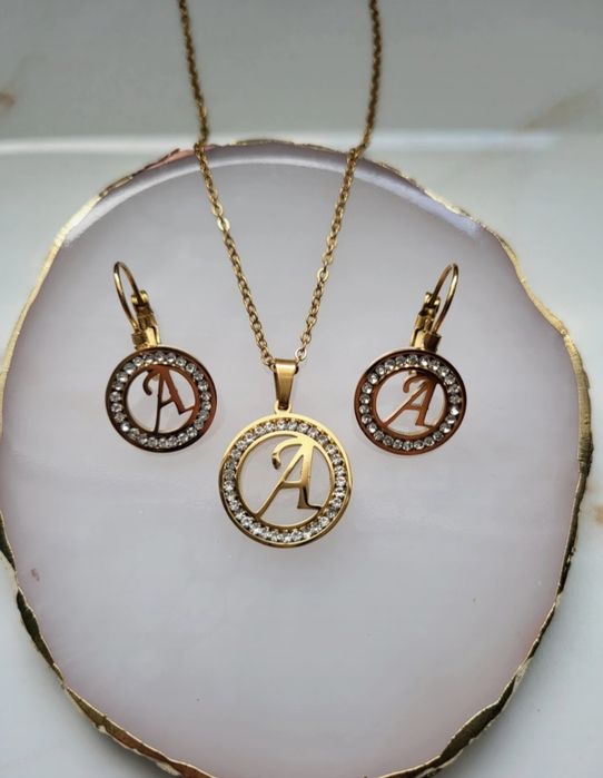Łancuszek celebrytka naszyjnik z kolczykami komplet