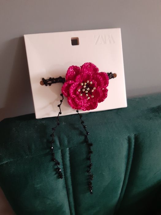 Kwiat zara łańcuszek zawieszka kwiatuszek dzianina Zara tkmaxx boho la