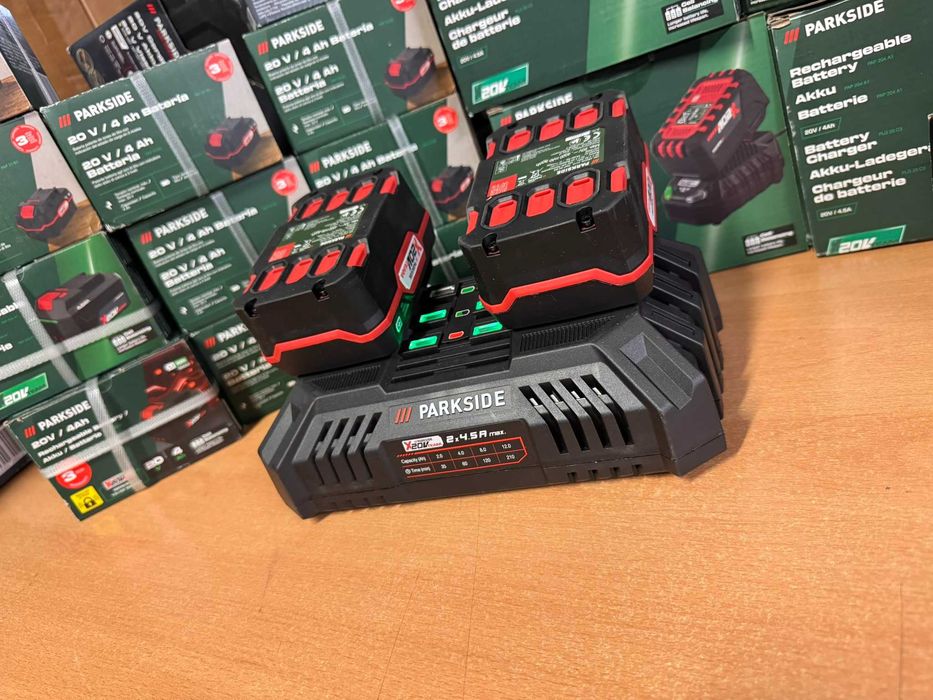 Pack Parkside X20V Team – 2×4Ah + Carregador Duplo Automático