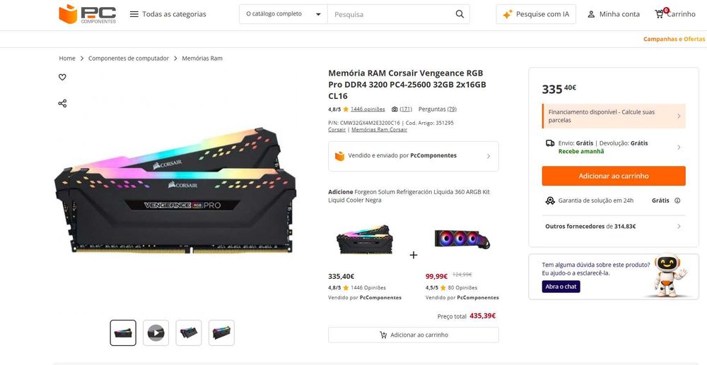 Memórias Ram DDR4 cl16  3200mhz como novas pouco uso!