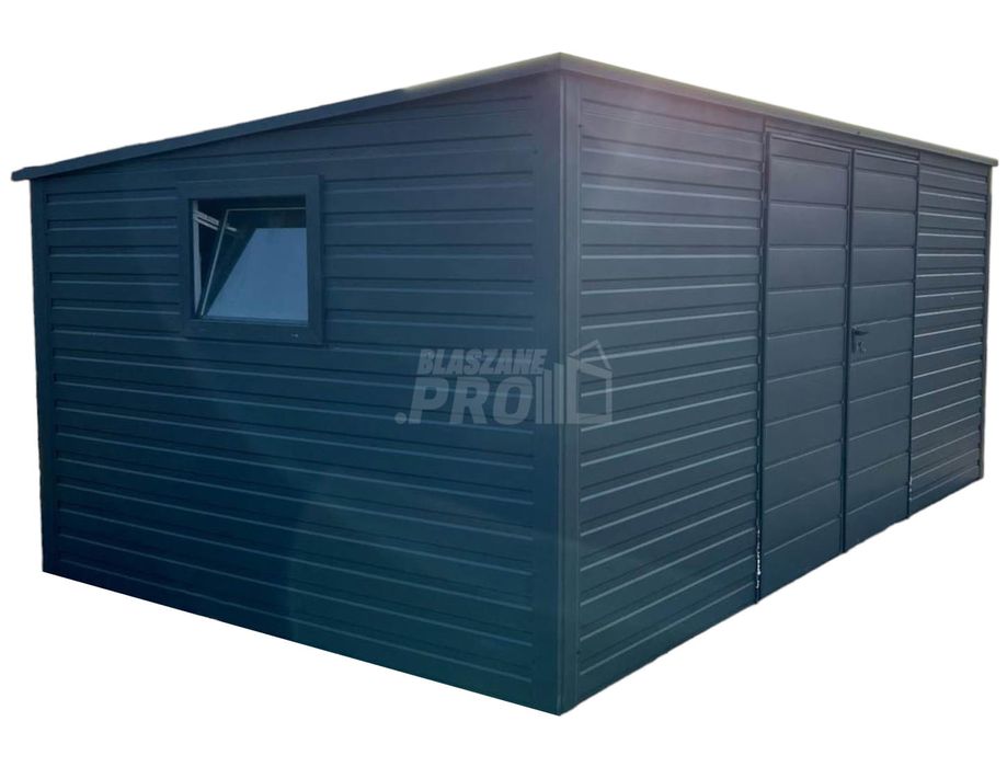 Domek Ogrodowy 5,5 x 3 brama dwuskrzydłowa okno Antracyt  GP344