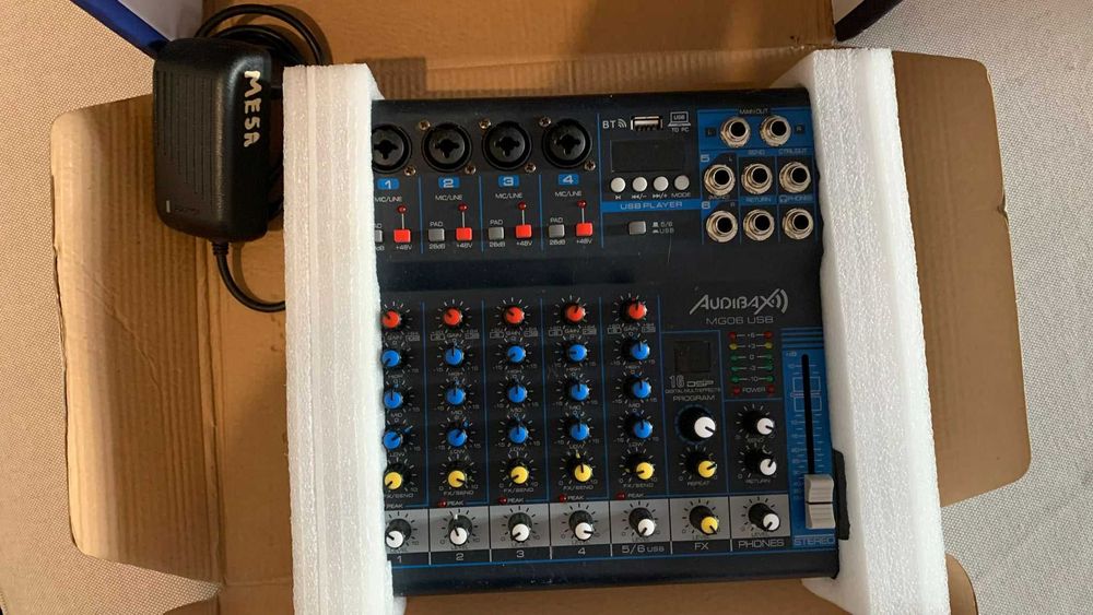 MG06-USB - Mixer de 6 canais - Bluetooth - MP3 - USB - Rec - efeitos