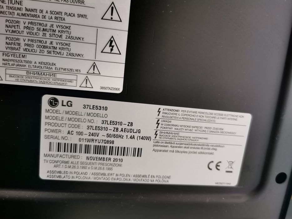 Televisão LG, modelo 37LE310