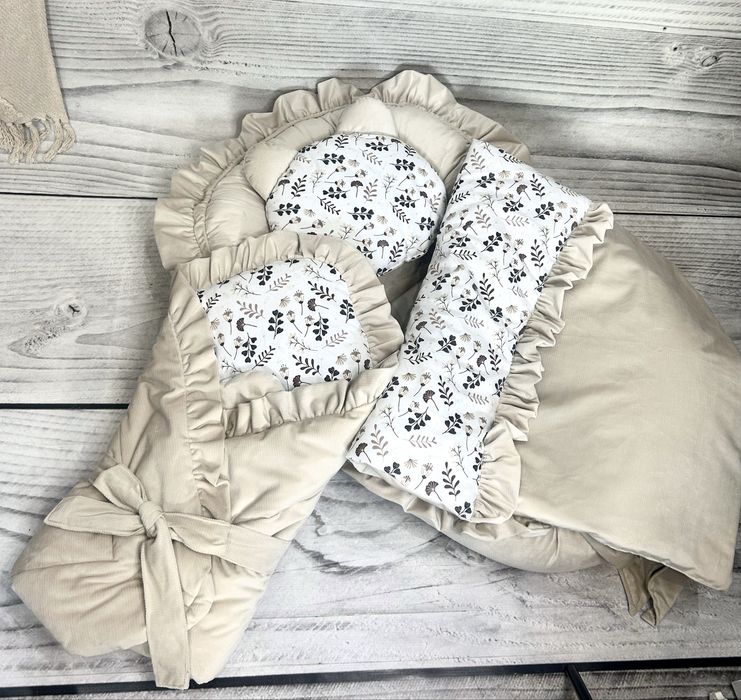 Piekny komplet wyprawka kokon rozek kolderka podusia