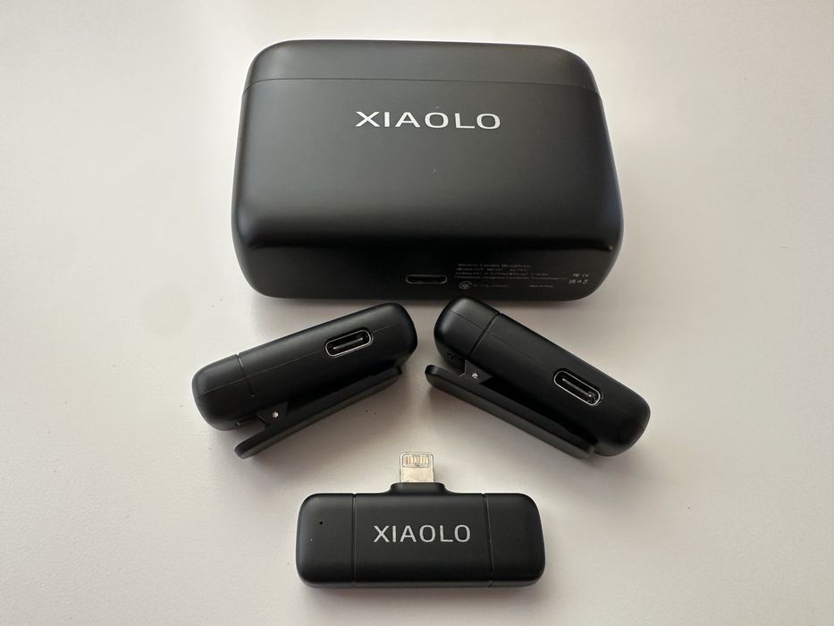 Par de microfones Lavalier sem fios para iPhone (Lightning) + Estojo