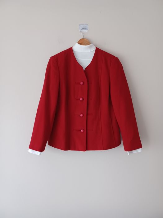 Piękny wełniany żakiet retro chic Xl/XXL czerwony Gray&Osbourn