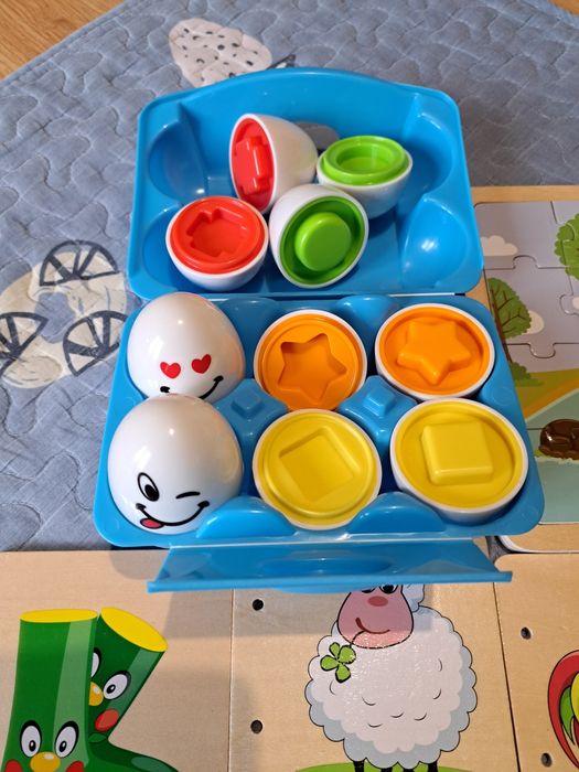 Ale jaja! sorter, zabawka edukacyjna DREWNIANE PUZZLE KLOCKI