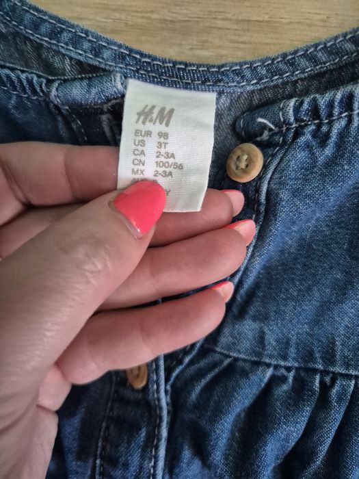 Komplet koszula jeansowa + legginsy H&M 98