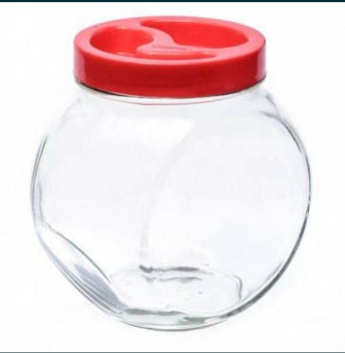 Ціна за 3 шт. Банка скляна фігурна для сипучих продуктів.