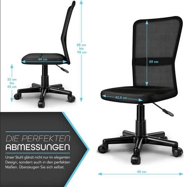 Dziecięce krzesło obrotowe biurowe ergonomiczne czarne