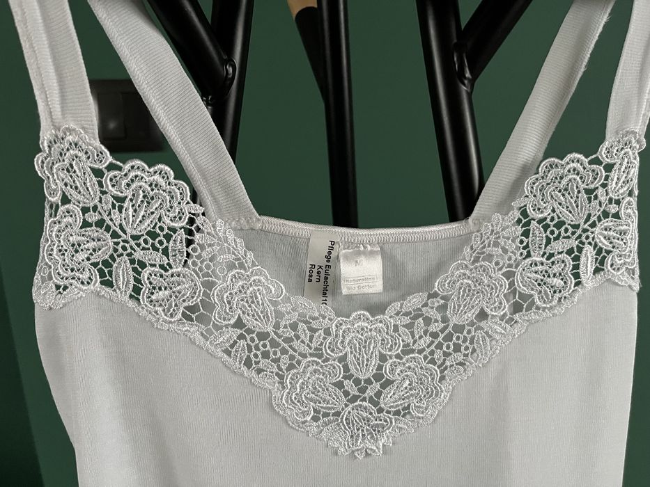 Podkoszulek bluzka piżama top bezrękawnik bawełna biała naturaline