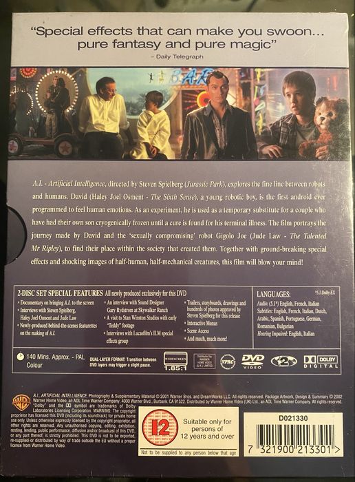 DVD Original A.I. Inteligencia Artificial Edi UK, 2 discos