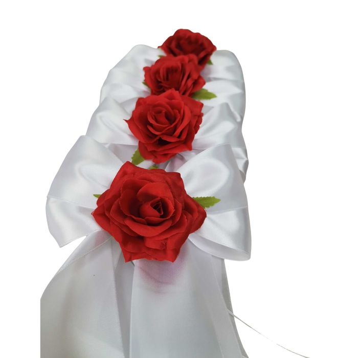 Kokarda do dekoracji auta, balustrady, ogrodzenia, ozdoby weselne x4