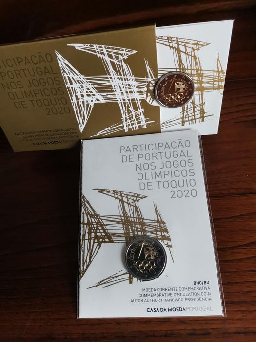 Conjunto de 2 moedas proof +BNC jogos olímpicos Tóquio 2020