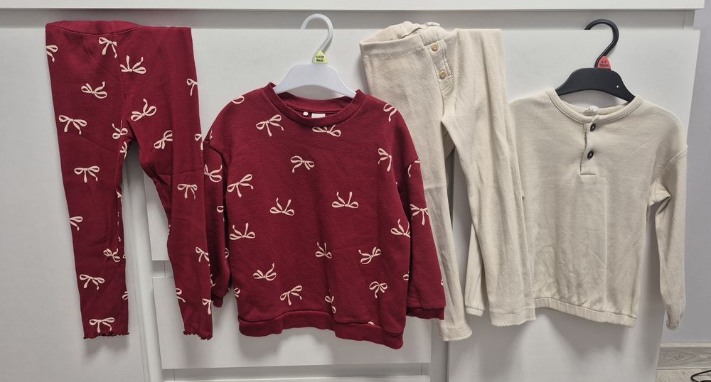 2x komplet zestaw dres bluzka legginsy spodnie h&m 104 bluza