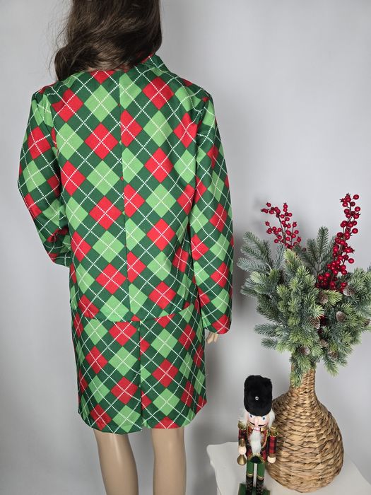 Nowy kostium świąteczny żakiet i spódnica w romby elf Party Mix M 38