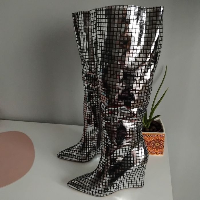 Kozaki Holograficzne 39/39.5 25.3cm. Shein.