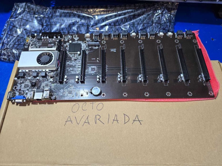 BTC-37 Mining Motherboard CPU 8 Video Card Slots DDR3 Memory p/ peças64585430703747122