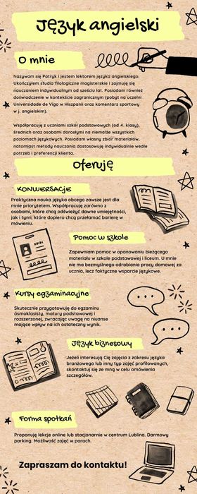 Korepetycje z angielskiego z magistrem filologii (6 lat doświadczenia)