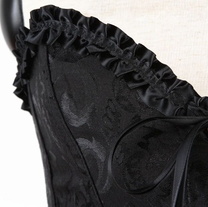 Gotycki czarny gorset sznurowany z fiszbinami overbust wieczorowy r 36