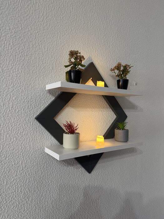 Prateleira de madeira artesanal com design moderno