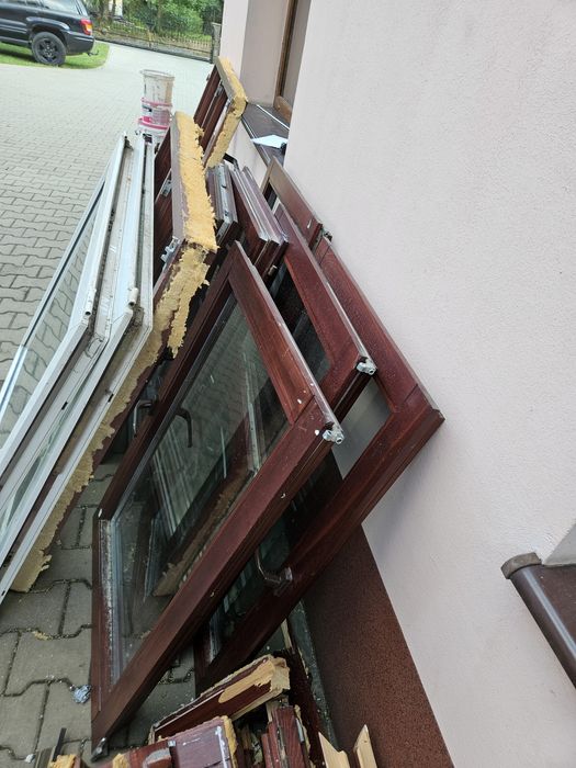 Okna drewniane, drzwi tarasowe używane