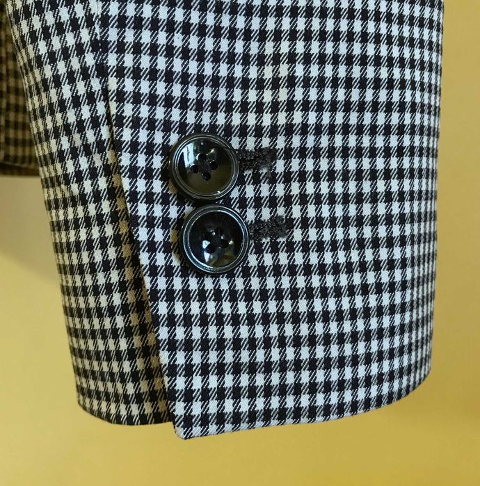 żakiet marynarka massimo dutti kratka vichy gingham biała granatowa 34