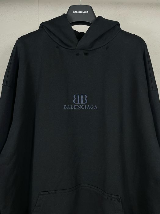 BALENCIAGA худи оверсайз унисекс черное мужское порванное оригинал