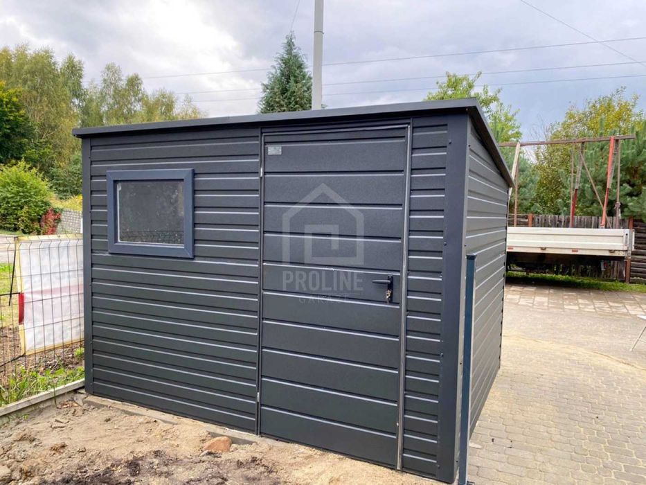 Schowek domek ogrodowy 2,8×2 drzwi okno dach spad w tył PLG246