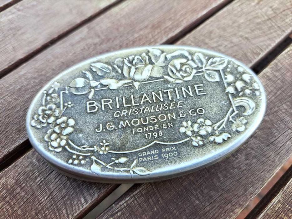SECESJA stare metalowe pudełko po brylantynie Paris France