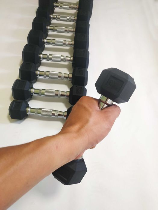 Набор гантель 1-10 кг в резине (шестигранные гексагональные)