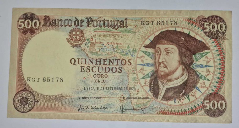 Lote 5 notas de Escudos – 1964 a 1996 – Banco de Portugal