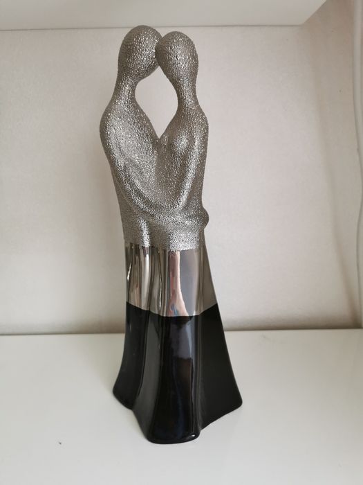 Figurka para czarno srebrna rodzina