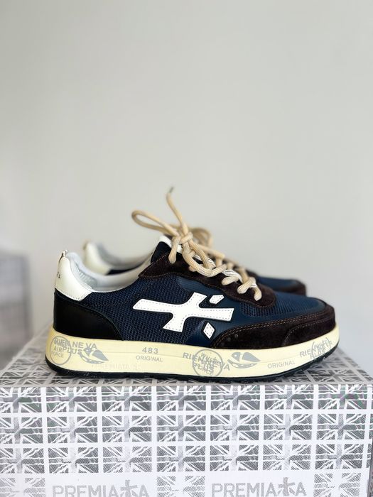 Premiata Lander 483 Navy / Brown / Cream — чоловічі кросівки,