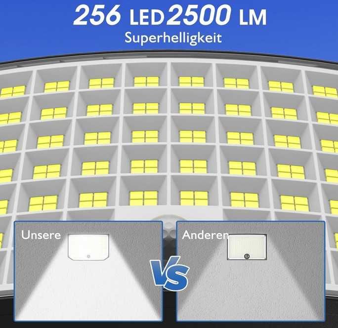 Holofote Luz  Solar exterior 256 LED Sensor Movimento IP65