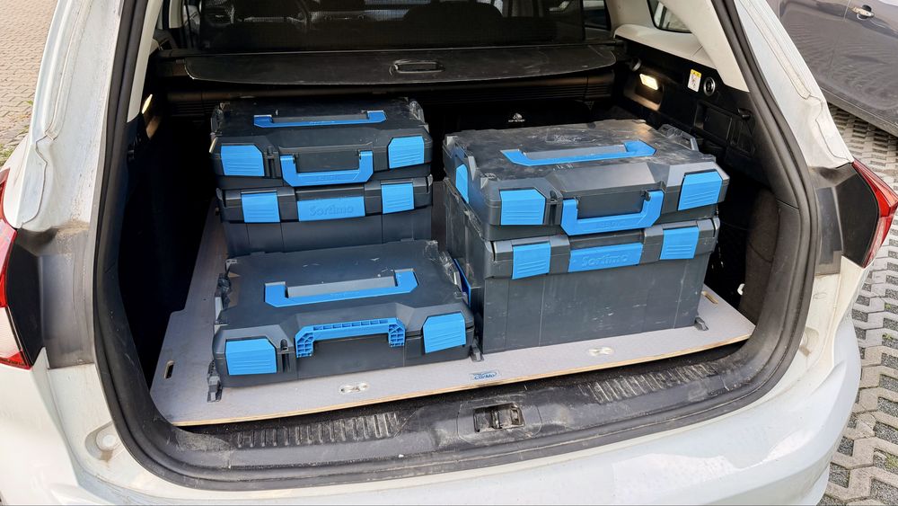 Zabudowa bagażnika Sortimo CarMo Kombi / Van + 5 walizek L-BOXX + pasy