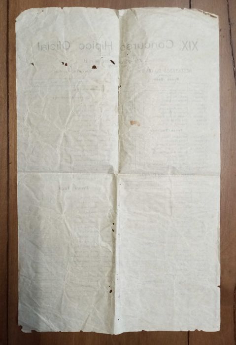 Raro antigo folheto Resultados XIX Concurso Hípico Oficial 1931