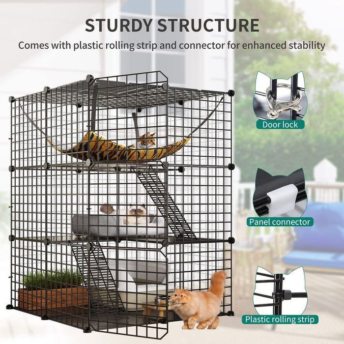 YITAHOME Cat Cage Indoor 3-рівнева клітка для котів та дрібних тварин