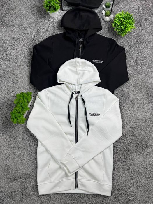 Зіпка Armani Exchange чоловіча Зіп-худі чорна Армани Ексчендж білі кофта чорна | Зип-худи Емпорио Армани Зипка Armani Exchange