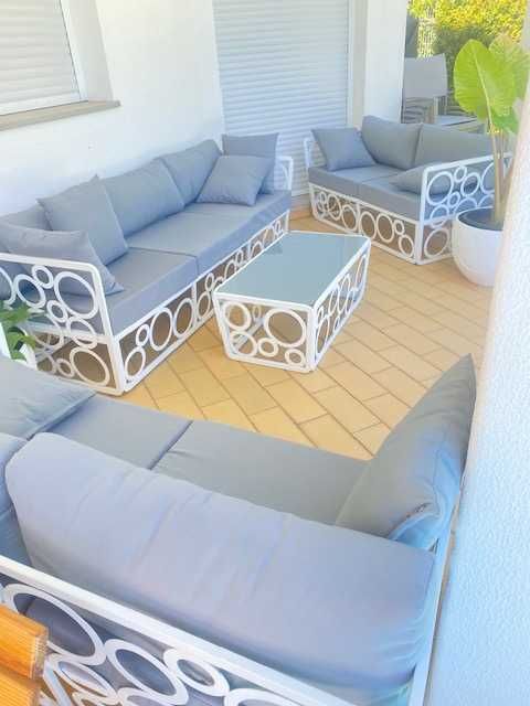 Salao de jardim exterior  branco en metal